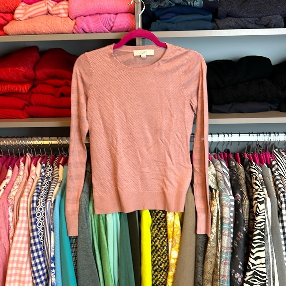 Loft thin pink long sleeve sweater size XS